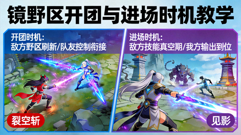 王者荣耀打野镜的野区开团与进场时机教学画面