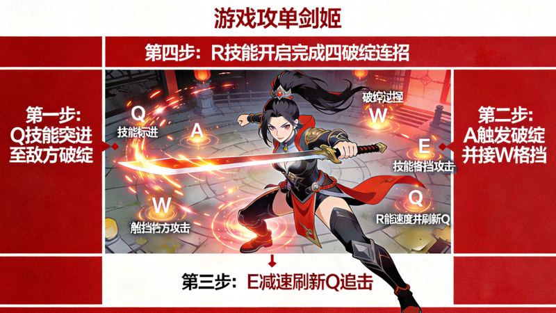 英雄联盟上单剑姬破绽连招教学演示画面